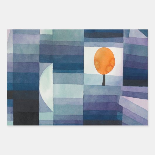 Paul Klee Abstract Tree Blue Painting Inpakpapier Vel (Voorkant)