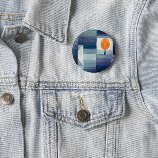 Paul Klee Abstract Tree Blue Painting Ronde Button 5,7 Cm (In situ)