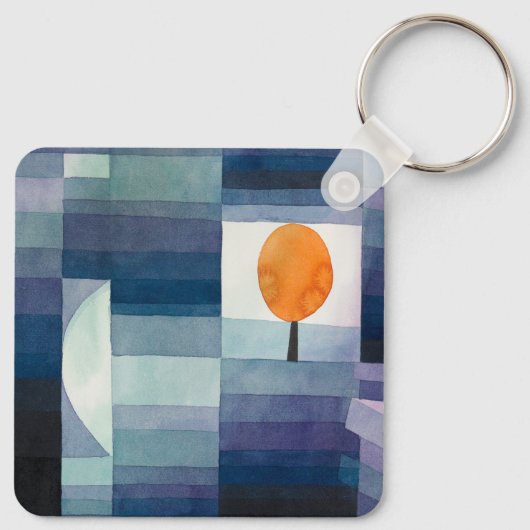 Paul Klee Abstract Tree Blue Painting Sleutelhanger (Achterkant)