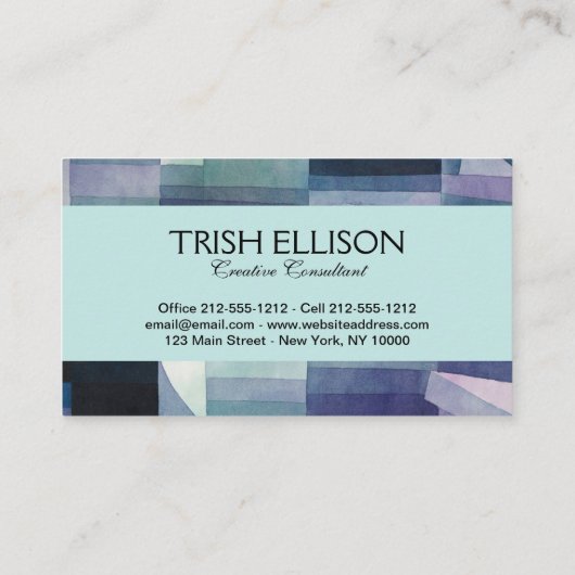 Paul Klee Abstract Tree Blue Painting Visitekaartje (Achterkant)