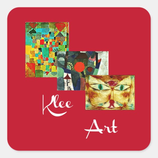 Paul Klee Abstracte Kunst Collage, Vierkante Sticker (Voorkant)