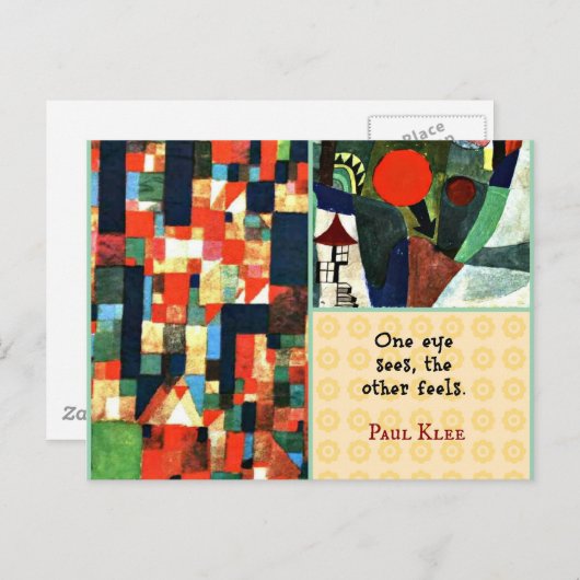 Paul Klee Art Collage en Quote: Eén oog ziet.. Briefkaart (Voorkant / Achterkant)
