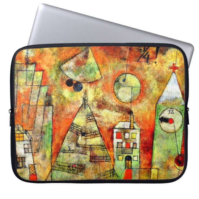Paul Klee art: Fateful Hour, beroemd Klee schilder Laptop Sleeve (Voorkant)