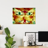 Paul Klee art: Kat en Vogelschilderij van Klee Poster (Thuiskantoor)