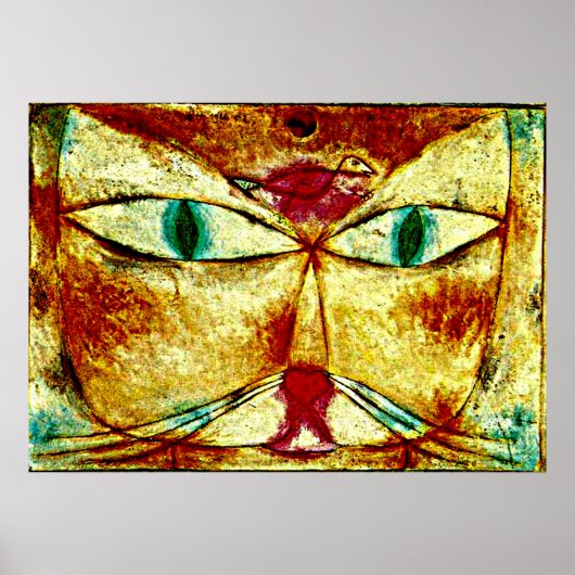 Paul Klee art: Kat en Vogelschilderij van Klee Poster (Voorkant)