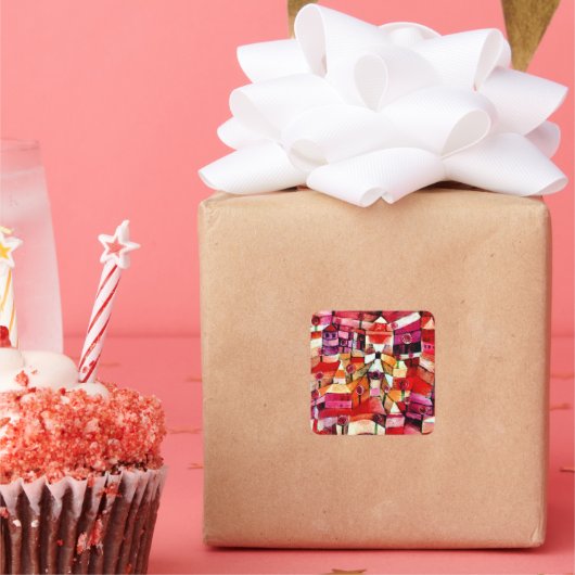 Paul Klee art - Ose Garden, painting by Klee Vierkante Sticker (Feest)