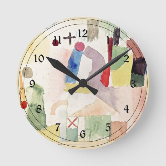 Paul Klee art: Pathetische Waterverf, rood Ronde Klok (Voorkant)