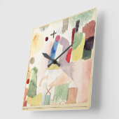Paul Klee art: Pathetische Waterverf, rood Vierkante Klok (Hoek)