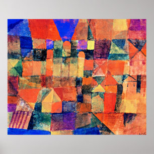 Paul Klee art, Stad met de Drie Domes Poster