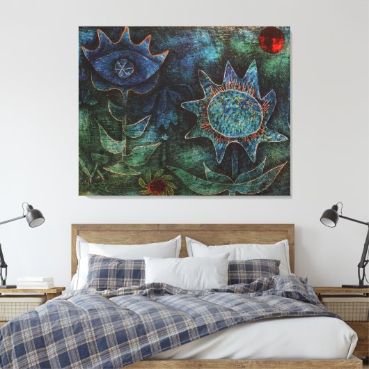Paul Klee bloeit in de nacht op doek Canvas Afdruk (Insitu (Slaapkamer))