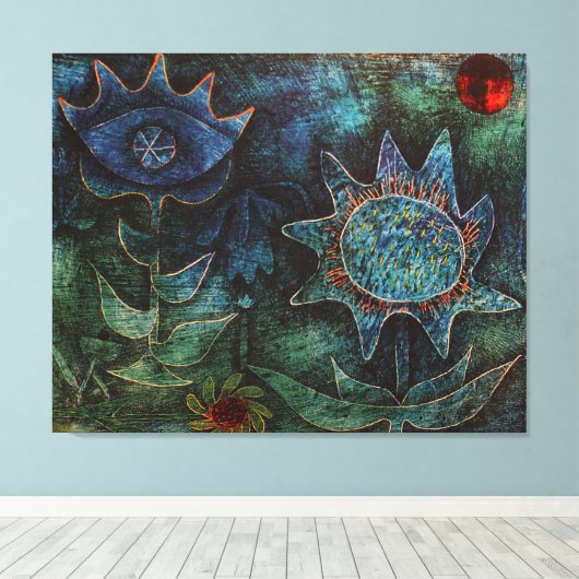Paul Klee bloeit in de nacht op doek Canvas Afdruk (Insitu (Houten vloer))