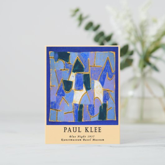  Paul Klee Blue Abstract Bauhaus Briefkaart (Staand voorkant)