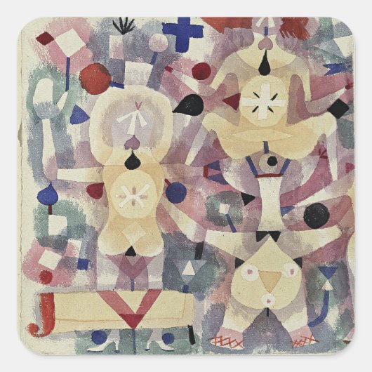 Paul Klee, Carnaval in de Sneeuw, Vierkante Sticker (Voorkant)