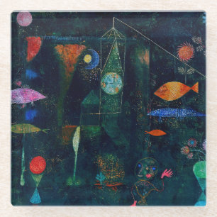 Paul Klee Fish Magic Abstract schilderen Grafisch  Glazen Onderzetter