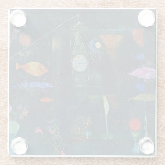 Paul Klee Fish Magic Abstract schilderen Grafisch Glazen Onderzetter (Achterkant)