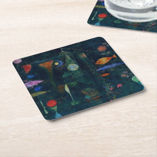 Paul Klee Fish Magic Abstract schilderen Grafisch Kartonnen Onderzetters (Schuin)