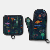 Paul Klee Fish Magic Abstract schilderen Grafisch Ovenwant & Pannenlap Set (Voorkant)
