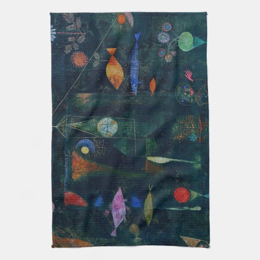 Paul Klee Fish Magic Abstract schilderen Grafisch  Theedoek (Verticaal)