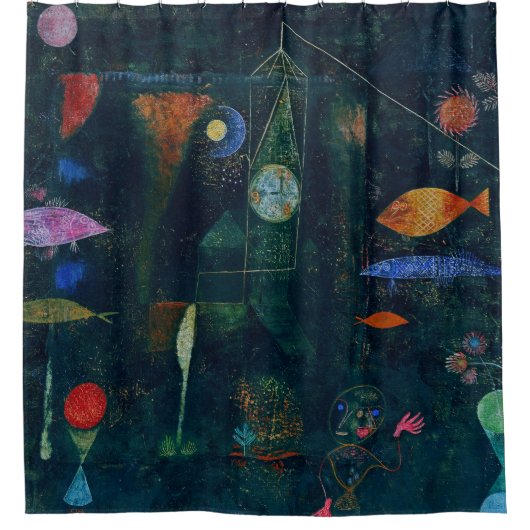 Paul Klee Fish Magic Abstracte Schilderij Grafisch Douchegordijn (Voorkant)