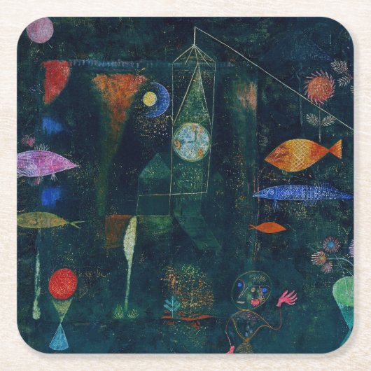 Paul Klee Fish Magic Abstracte Schilderij Grafisch Kartonnen Onderzetters (Voorkant)