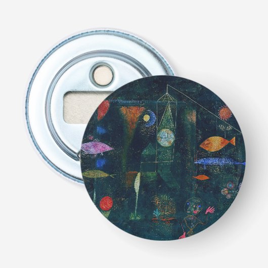 Paul Klee Fish Magic Abstracte Schilderkunst Grafi Button Flesopener (Voorkant)