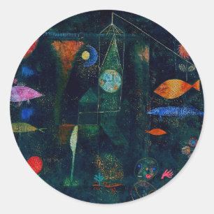 Paul Klee Fish Magic Abstracte Schilderkunst Grafi Ronde Sticker