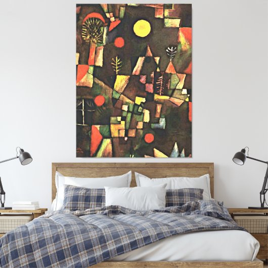 Paul Klee - Full Moon, beroemd schilderij, Canvas Afdruk (Insitu (Slaapkamer))