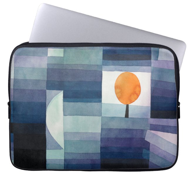 Paul Klee Harbinger van Autumn. Blauwe geometrisch Laptop Sleeve (Voorkant)