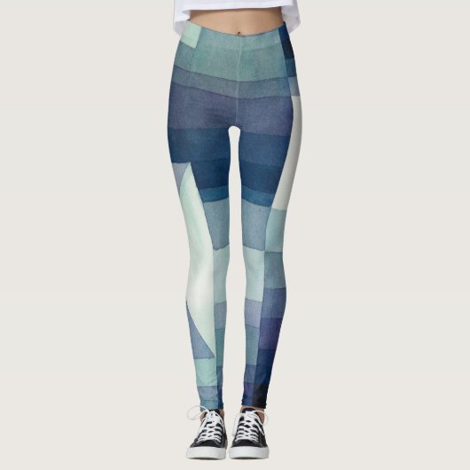 Paul Klee Harbinger van de herfst.  blauwe kunst Leggings (Voorkant)