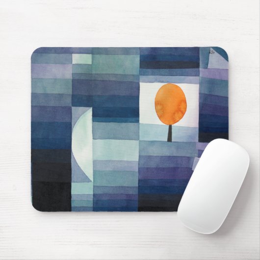 Paul Klee Harbinger van de herfst.  blauwe kunst Muismat (Met muis)