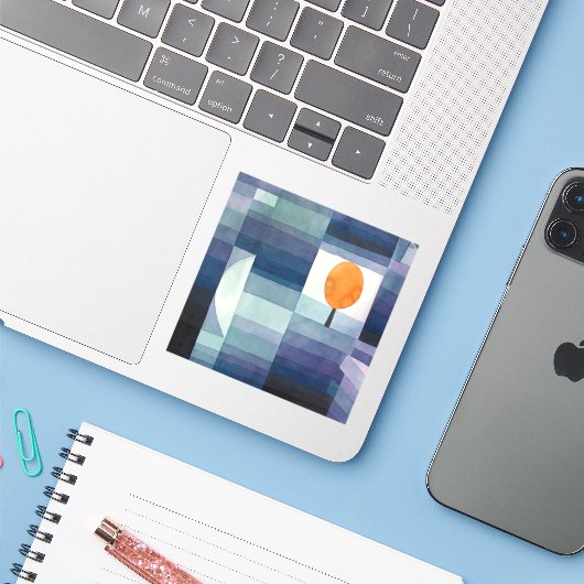 Paul Klee Harbinger van de herfst.  blauwe kunst Sticker (Laptop met iPhone)