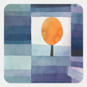 Paul Klee Harbinger van de herfst.  blauwe kunst Vierkante Sticker