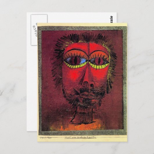 Paul Klee, hoofd van Bandit Briefkaart (Voorkant / Achterkant)
