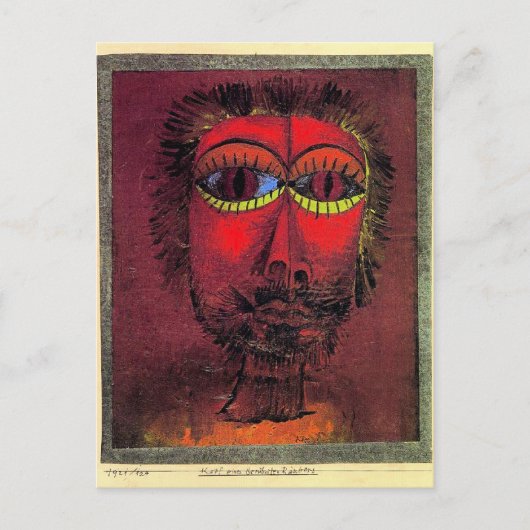 Paul Klee, hoofd van Bandit Briefkaart (Voorkant)