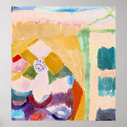 Paul Klee - Interieur met de klok Poster (Voorkant)