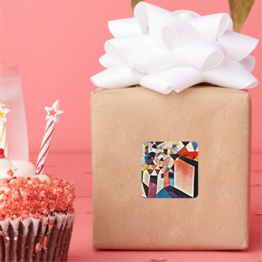 Paul Klee, Inzicht in een stad, Vierkante Sticker (Feest)