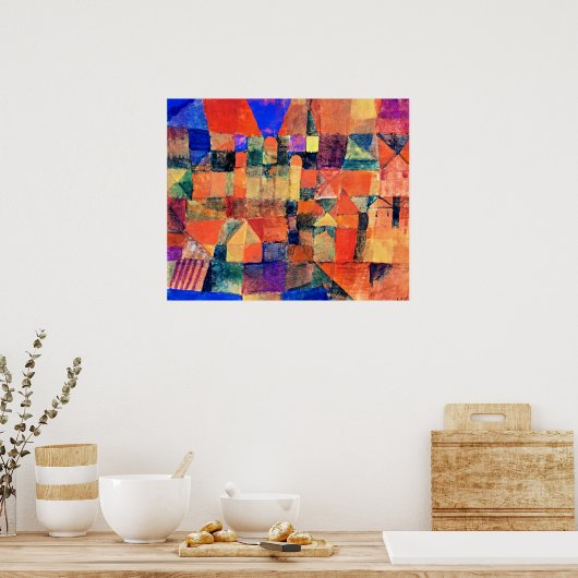 Paul Klee kunst, Stad met de Drie Koepels Poster (Keuken)