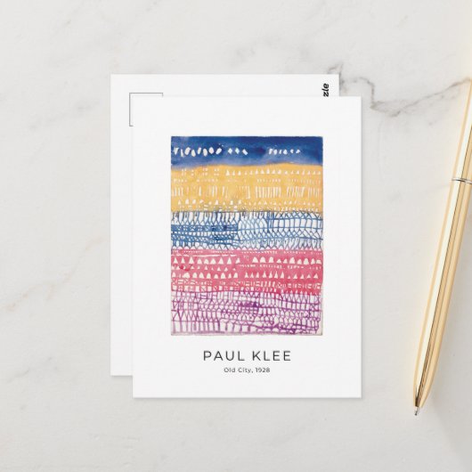 Paul Klee, Old City, Colorful Modern Abstracte Art Briefkaart (Voorkant / Achterkant in situ)