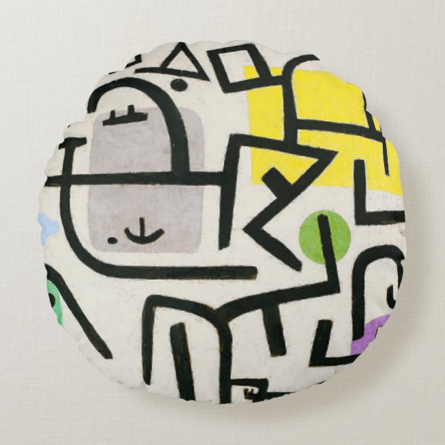 Paul Klee Rich Harbour Abstract expressionisme Rond Kussen (Voorkant)