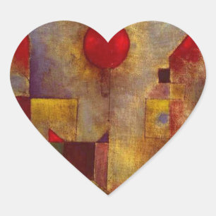Paul Klee Rode Ballon Abstract Kleurrijke Kunst  Hart Sticker