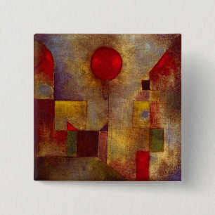 Paul Klee Rode ballon abstract kleurrijke kunst  Vierkante Button 5,1 Cm