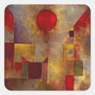 Paul Klee Rode ballon abstract kleurrijke kunst  Vierkante Sticker