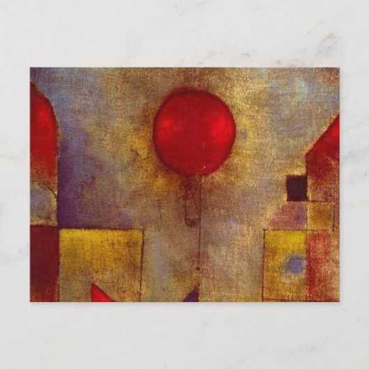Paul Klee Rode Ballon Abstracte Kleurrijke Kunst Briefkaart (Voorkant)