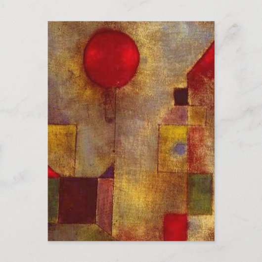 Paul Klee Rode Ballon Abstracte Kleurrijke Kunst Briefkaart (Voorkant)
