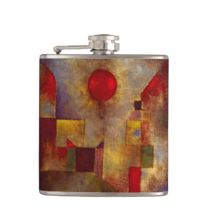 Paul Klee Rode Ballon Abstracte Kleurrijke Kunst Heupfles