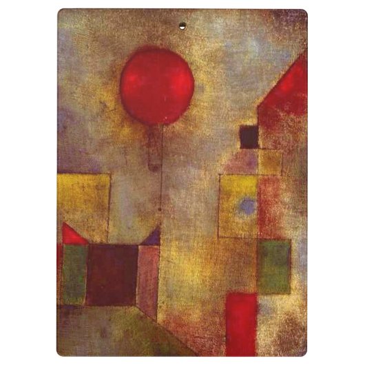 Paul Klee Rode Ballon Abstracte Kleurrijke Kunst Klembord (Achterkant)