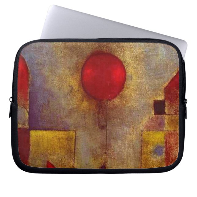 Paul Klee Rode Ballon Abstracte Kleurrijke Kunst Laptop Sleeve (Voorkant)