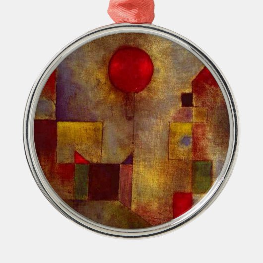Paul Klee Rode Ballon Abstracte Kleurrijke Kunst Metalen Ornament (Voorkant)