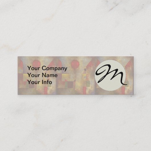 Paul Klee Rode Ballon Abstracte Kleurrijke Kunst Mini Visitekaartje (Voorkant)