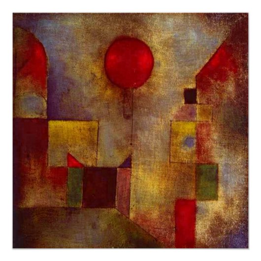 Paul Klee Rode Ballon Abstracte Kleurrijke Kunst Poster (Voorkant)